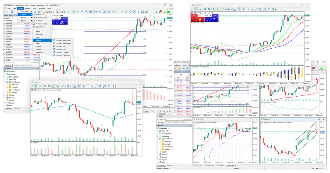 MetaTrader 5 专业技术分析图表界面示意图